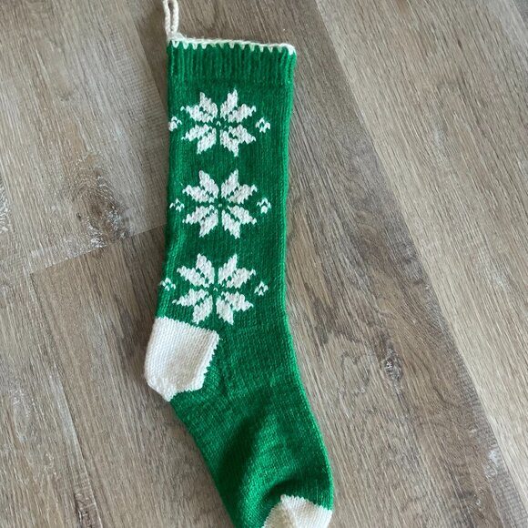 Vintage Hand Knit Holiday Stocking - Picture 1 of 2